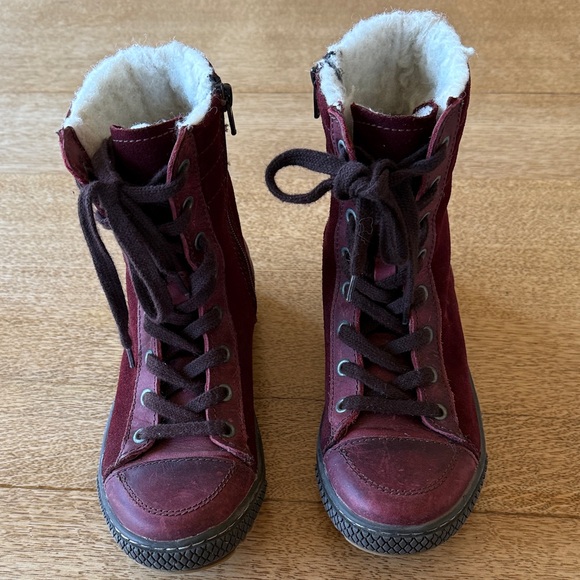 Stylish Jamaray Maroon Suede Lace-Up Boots for Women - Picture 2 of 11